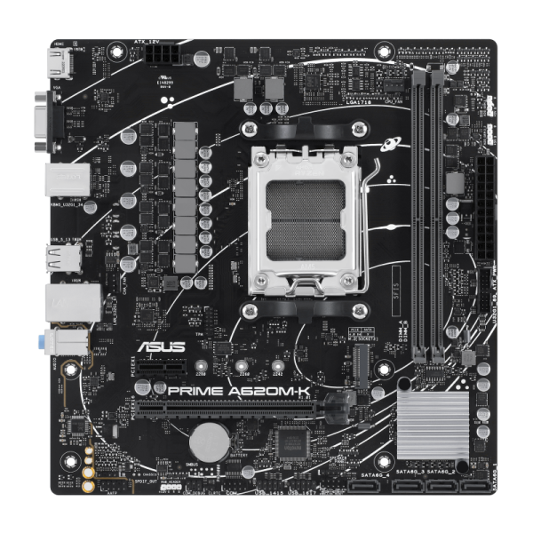ASUS Prime A620M-K, AMD A620 Mainboard, Sockel AM5, DDR5